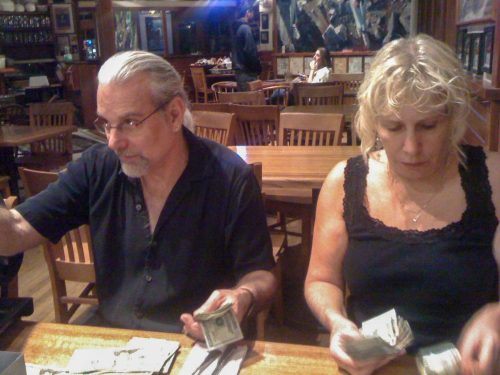2011 Post-concert counting the till at Marin Brewing